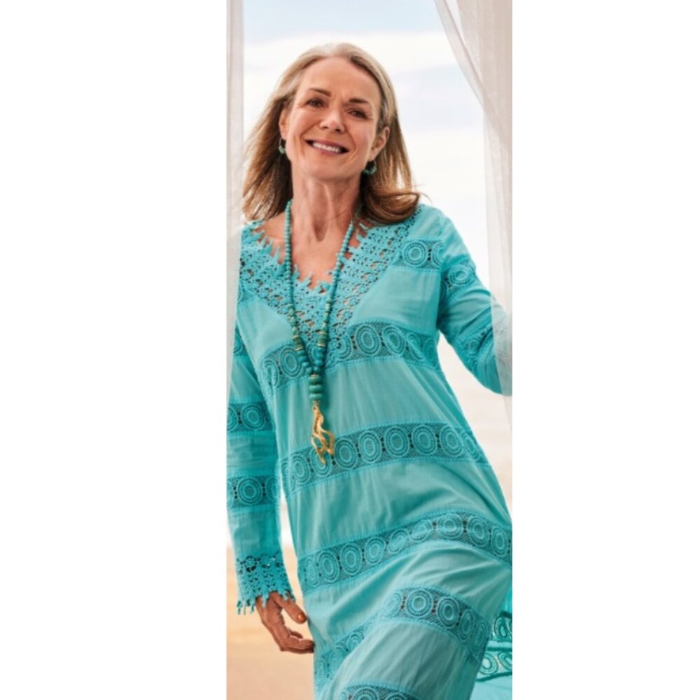 Full Length Turquoise Cover Up/Dress -12-  NWT~ purchased at The Gasparilla Inn